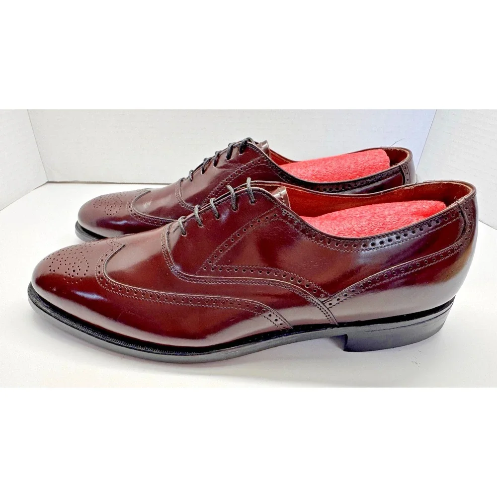 Bostonian Mens 9.5 C/A Made In‎ The USA Leather Wingtip Oxfords Oxblood Color
